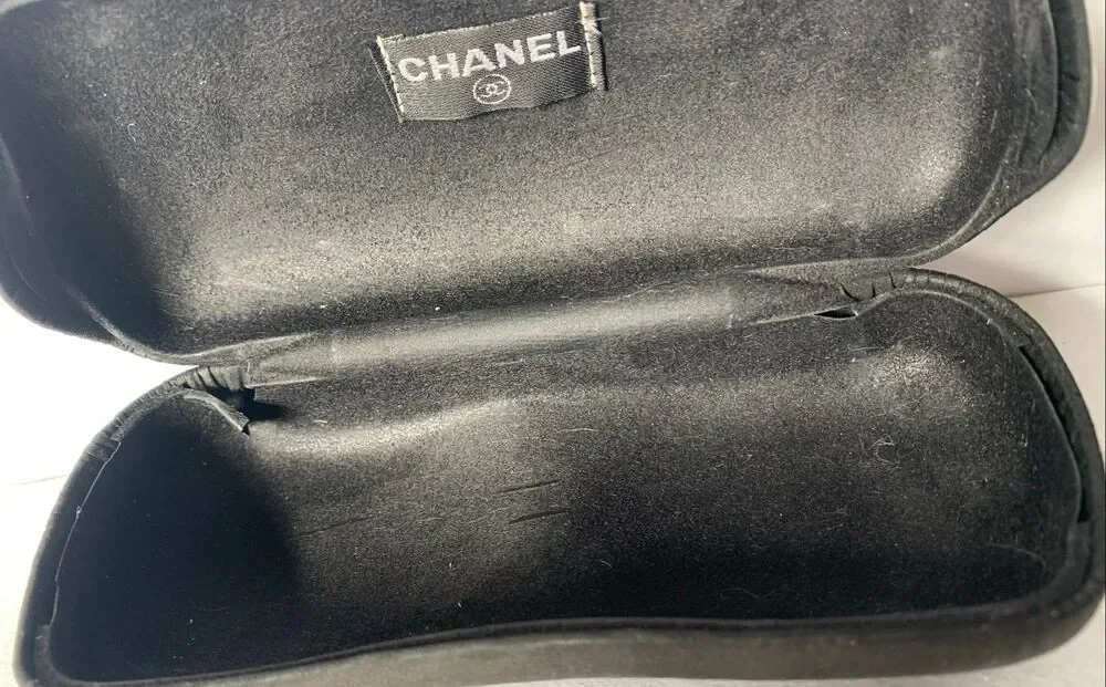 CHANEL black eye Glasses Case Hard Shell LOGO